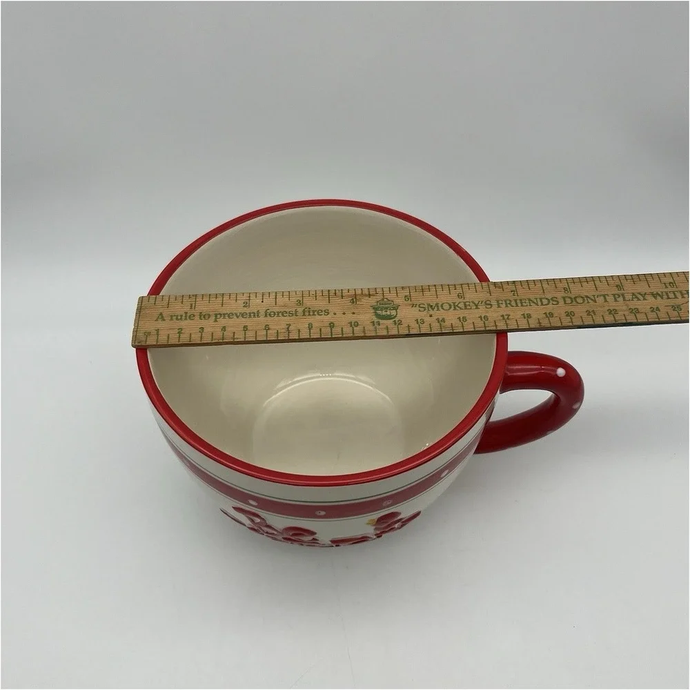 Target Be Merry Oversized Mug Christmas Decorative Bowl Red White Polka Dot 5in